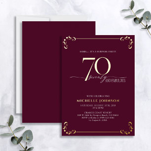 Surprise 70 & Fabulous Burgundy & Gold Birthday