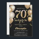 Surprise 70th Birthday Black and Gold Balloons Invitation<br><div class="desc">Surprise 70th Birthday Black and Gold Balloons Confetti Invitation. For further customisation,  please click the "Customise it" button and use our design tool to modify this template.</div>