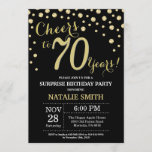 Surprise 70th Birthday Black and Gold Diamond Invitation<br><div class="desc">Surprise 70th Birthday Invitation with Black and Gold Glitter Diamond Background. Gold Confetti. Adult Birthday. Male Men or Women Birthday. For further customisation,  please click the "Customise it" button and use our design tool to modify this template.</div>