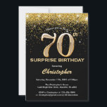 Surprise 70th Birthday Black and Gold Glitter Invitation<br><div class="desc">Surprise 70th Birthday Black and Gold Glitter Confetti Birthday Invitation. For further customisation,  please click the "Customise it" button and use our design tool to modify this template.</div>