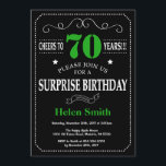 Surprise 70th Birthday Black and Green Chalkboard Invitation<br><div class="desc">Surprise 70th Birthday Invitation Black and Green Typography. Chalkboard. Black and White Background. Adult Birthday. Male Men or Women Birthday. Kids Boy or Girl Lady Teen Teenage Bday Invite. 13th 15th 16th 18th 20th 21st 30th 40th 50th 60th 70th 80th 90th 100th. Any Age. For further customisation, please click the...</div>