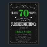 Surprise 70th Birthday Black and Green Chalkboard Invitation<br><div class="desc">Surprise 70th Birthday Invitation Black and Green Typography. Chalkboard. Black and White Background. Adult Birthday. Male Men or Women Birthday. Kids Boy or Girl Lady Teen Teenage Bday Invite. 13th 15th 16th 18th 20th 21st 30th 40th 50th 60th 70th 80th 90th 100th. Any Age. For further customisation, please click the...</div>
