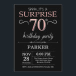 Surprise 70th Birthday Black and Rose Pink Gold Invitation<br><div class="desc">Surprise 70th Birthday Invitation with Black and Rose Pink Gold Glitter Background. Chalkboard. Adult Birthday. Men or Women Bday Invite. Any age. For further customisation,  please click the "Customise it" button and use our design tool to modify this template.</div>