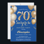 Surprise 70th Birthday Blue and Gold Balloons Invitation<br><div class="desc">Surprise 70th Birthday Blue and Gold Balloons Confetti Invitation. For further customisation,  please click the "Customise it" button and use our design tool to modify this template.</div>