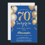 Surprise 70th Birthday Blue and Gold Balloons Invitation<br><div class="desc">Surprise 70th Birthday Blue and Gold Balloons Confetti Invitation. For further customisation,  please click the "Customise it" button and use our design tool to modify this template.</div>
