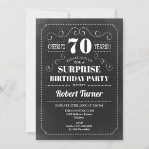 Surprise 70th Birthday - Chalkboard Invitation