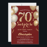 Surprise 70th Birthday Dark Red and Gold Balloons Invitation<br><div class="desc">Surprise 70th Birthday Dark Red and Gold Balloons Confetti Invitation. For further customisation,  please click the "Customise it" button and use our design tool to modify this template.</div>