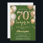 Surprise 70th Birthday Green and Gold Balloons Invitation<br><div class="desc">Surprise 70th Birthday Green and Gold Balloons Confetti Invitation. For further customisation,  please click the "Customise it" button and use our design tool to modify this template.</div>