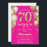 Surprise 70th Birthday Hot Pink and Gold Balloons Invitation<br><div class="desc">Surprise 70th Birthday Hot Pink and Gold Balloons Confetti Invitation. For further customisation,  please click the "Customise it" button and use our design tool to modify this template.</div>
