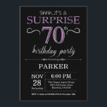 Surprise 70th Birthday Invitation Black and Purple<br><div class="desc">Surprise 70th Birthday Invitation with Black and Purple Glitter Background. Chalkboard. Adult Birthday. Men or Women Bday Invite. Any age. For further customisation,  please click the "Customise it" button and use our design tool to modify this template.</div>