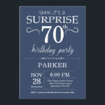 Surprise 70th Birthday Invitation Blue<br><div class="desc">Surprise 70th Birthday Invitation with Blue Background. Adult Birthday. Men or Women Bday Invite. 13th 15th 16th 18th 20th 21st 30th 40th 50th 60th 70th 80th 90th 100th,  Any age. For further customisation,  please click the "Customise it" button and use our design tool to modify this template.</div>
