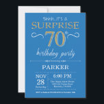Surprise 70th Birthday Invitation Blue and Gold<br><div class="desc">Surprise 70th Birthday Invitation with Blue and Gold Glitter Background. Chalkboard. Adult Birthday. Men or Women Bday Invite. Any age. For further customisation,  please click the "Customise it" button and use our design tool to modify this template.</div>