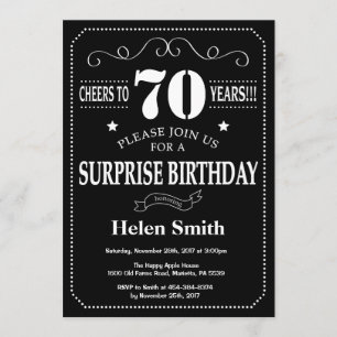 Surprise 70th Birthday Invitation Chalkboard