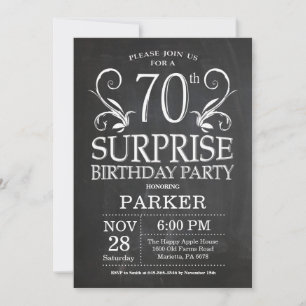 Surprise 70th Birthday Invitation Chalkboard