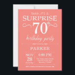 Surprise 70th Birthday Invitation Coral<br><div class="desc">Surprise 70th Birthday Invitation with Coral Background. Adult Birthday. Men or Women Bday Invite. 13th 15th 16th 18th 20th 21st 30th 40th 50th 60th 70th 80th 90th 100th,  Any age. For further customisation,  please click the "Customise it" button and use our design tool to modify this template.</div>