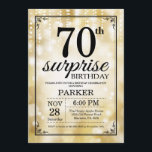 Surprise 70th Birthday Invitation Gold Glitter<br><div class="desc">Surprise 70th Birthday Invitation with Gold String Lights with Gold Glitter Background. Gold Birthday. Adult Birthday. Men or Women Bday Invite. 13th 15th 16th 18th 20th 21st 30th 40th 50th 60th 70th 80th 90th 100th, Any age. For further customisation, please click the "Customise it" button and use our design tool...</div>