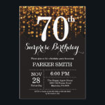Surprise 70th Birthday Invitation Gold Glitter<br><div class="desc">Surprise 70th Birthday Invitation with Gold String Lights with Gold Glitter Background. Gold Birthday. Adult Birthday. Men or Women Bday Invite. 13th 15th 16th 18th 20th 21st 30th 40th 50th 60th 70th 80th 90th 100th, Any age. For further customisation, please click the "Customise it" button and use our design tool...</div>