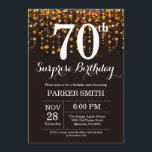 Surprise 70th Birthday Invitation Gold Glitter<br><div class="desc">Surprise 70th Birthday Invitation with Gold String Lights with Gold Glitter Background. Gold Birthday. Adult Birthday. Men or Women Bday Invite. 13th 15th 16th 18th 20th 21st 30th 40th 50th 60th 70th 80th 90th 100th, Any age. For further customisation, please click the "Customise it" button and use our design tool...</div>