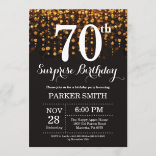 Surprise 70th Birthday Invitation Gold Glitter