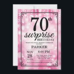 Surprise 70th Birthday Invitation Pink Glitter<br><div class="desc">Surprise 70th Birthday Invitation with Pink String Lights with Pink Glitter Background. Pink Birthday. Adult Birthday. Men or Women Bday Invite. 13th 15th 16th 18th 20th 21st 30th 40th 50th 60th 70th 80th 90th 100th, Any age. For further customisation, please click the "Customise it" button and use our design tool...</div>