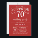 Surprise 70th Birthday Invitation Red<br><div class="desc">Surprise 70th Birthday Invitation with Red Background. Adult Birthday. Men or Women Bday Invite. 13th 15th 16th 18th 20th 21st 30th 40th 50th 60th 70th 80th 90th 100th,  Any age. For further customisation,  please click the "Customise it" button and use our design tool to modify this template.</div>
