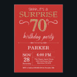 Surprise 70th Birthday Invitation Red and Gold<br><div class="desc">Surprise 70th Birthday Invitation with Red and Gold Glitter Background. Chalkboard. Adult Birthday. Men or Women Bday Invite. Any age. For further customisation,  please click the "Customise it" button and use our design tool to modify this template.</div>