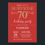 Surprise 70th Birthday Invitation Red and Gold<br><div class="desc">Surprise 70th Birthday Invitation with Red and Gold Glitter Background. Chalkboard. Adult Birthday. Men or Women Bday Invite. Any age. For further customisation,  please click the "Customise it" button and use our design tool to modify this template.</div>