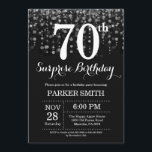 Surprise 70th Birthday Invitation Silver Glitter<br><div class="desc">Surprise 70th Birthday Invitation with Silver String Lights with Silver Glitter Background. Silver Birthday. Adult Birthday. Men or Women Bday Invite. 13th 15th 16th 18th 20th 21st 30th 40th 50th 60th 70th 80th 90th 100th, Any age. For further customisation, please click the "Customise it" button and use our design tool...</div>