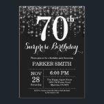 Surprise 70th Birthday Invitation Silver Glitter<br><div class="desc">Surprise 70th Birthday Invitation with Silver String Lights with Silver Glitter Background. Silver Birthday. Adult Birthday. Men or Women Bday Invite. 13th 15th 16th 18th 20th 21st 30th 40th 50th 60th 70th 80th 90th 100th, Any age. For further customisation, please click the "Customise it" button and use our design tool...</div>