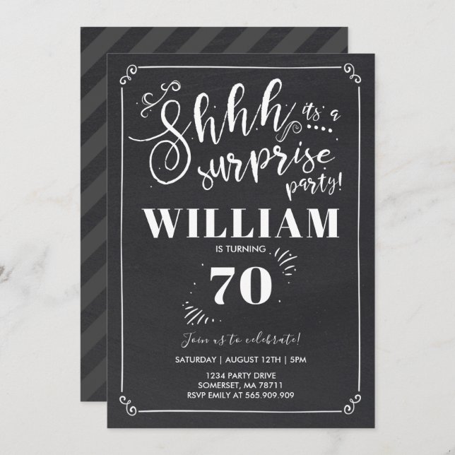 Surprise 70th Birthday Invitation Vintage Surprise (Front/Back)