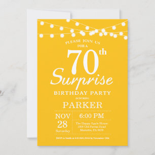 Surprise 70th Birthday Invitation Yellow