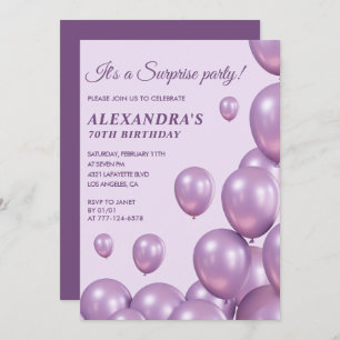 Surprise 70th birthday invitations Balloons Modern
