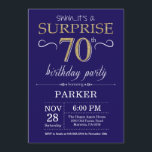Surprise 70th Birthday Navy Blue and Gold Glitter Invitation<br><div class="desc">Surprise 70th Birthday Invitation with Navy Blue and Gold Glitter Background. Chalkboard. Adult Birthday. Men or Women Bday Invite. Any age. For further customisation,  please click the "Customise it" button and use our design tool to modify this template.</div>