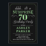 Surprise 70th Birthday Party - Black Green Invitation<br><div class="desc">Surprise 70th Birthday Party Invitation.
Simple classy design in black green and white. Features elegant script font. Surprise bday celebration for man or woman. Can be customized into any age!</div>