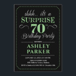 Surprise 70th Birthday Party - Black Green Invitation<br><div class="desc">Surprise 70th Birthday Party Invitation.
Simple classy design in black green and white. Features elegant script font. Surprise bday celebration for man or woman. Can be customized into any age!</div>