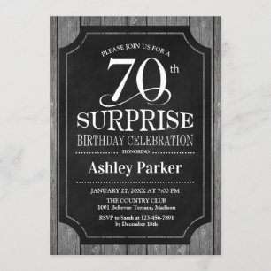 Surprise 70th Birthday Party - Chalkboard White Invitation