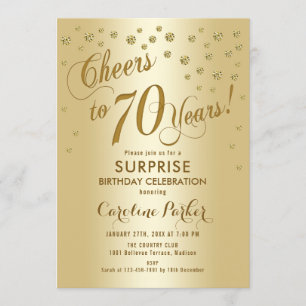 Surprise 70th Birthday Party - Gold Invitation