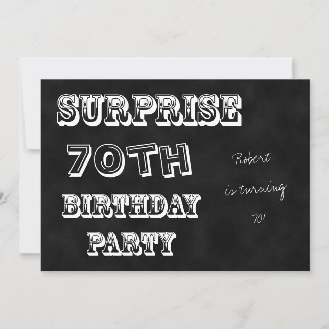 Surprise 70th Birthday Party Invitation Chalkboard (Front)