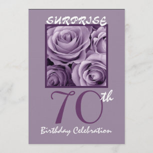 SURPRISE 70th Birthday Party Invite Purple Roses