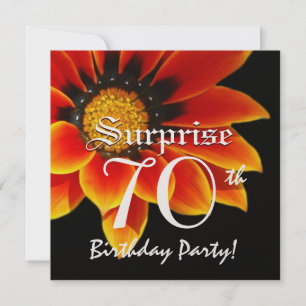 SURPRISE 70th Birthday Party Orange Flower W062 Invitation