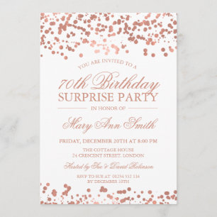 Surprise 70th Birthday Party Rose Gold Foil Invitation