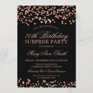 Surprise 70th Birthday Party Rose Gold Foil Invitation