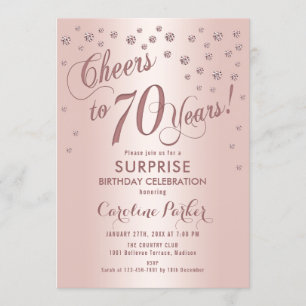 Surprise 70th Birthday Party - Rose Gold Invitation