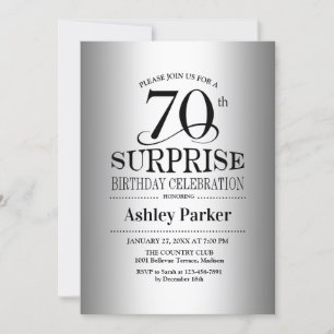 Surprise 70th Birthday Party - Silver Invitation