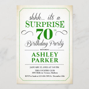 Surprise 70th Birthday Party - White Green Invitation