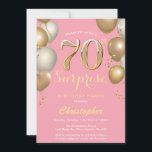 Surprise 70th Birthday Pink and Gold Balloons Invitation<br><div class="desc">Surprise 70th Birthday Pink and Gold Balloons Confetti Invitation. For further customisation,  please click the "Customise it" button and use our design tool to modify this template.</div>