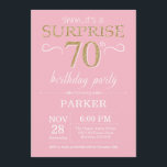 Surprise 70th Birthday Pink and Gold Glitter Invitation<br><div class="desc">Surprise 70th Birthday Invitation with Pink and Gold Glitter Background. Chalkboard. Adult Birthday. Men or Women Bday Invite. Any age. For further customisation,  please click the "Customise it" button and use our design tool to modify this template.</div>