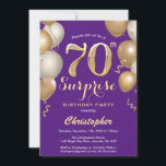Surprise 70th Birthday Purple and Gold Balloons Invitation<br><div class="desc">Surprise 70th Birthday Purple and Gold Balloons Confetti Invitation. For further customisation,  please click the "Customise it" button and use our design tool to modify this template.</div>