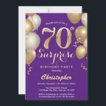 Surprise 70th Birthday Purple and Gold Balloons Invitation<br><div class="desc">Surprise 70th Birthday Purple and Gold Balloons Confetti Invitation. For further customisation,  please click the "Customise it" button and use our design tool to modify this template.</div>