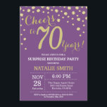 Surprise 70th Birthday Purple and Gold Diamond Invitation<br><div class="desc">Surprise 70th Birthday Invitation with Purple and Gold Glitter Diamond Background. Gold Confetti. Adult Birthday. Male Men or Women Birthday. For further customisation,  please click the "Customise it" button and use our design tool to modify this template.</div>